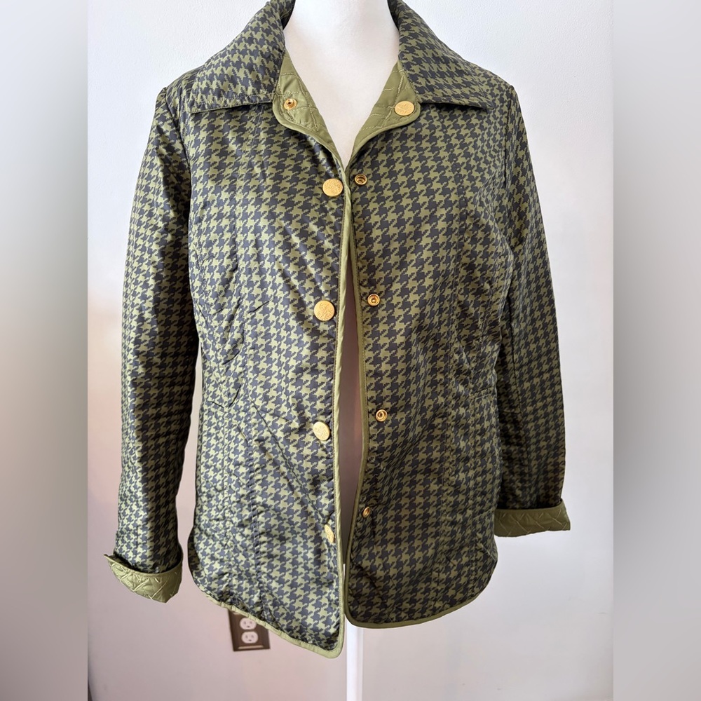 Source Unknown Olive Houndstooth Reversible Jacket